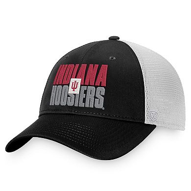 Men's Top of the World Black/White Indiana Hoosiers Stockpile Trucker Snapback Hat