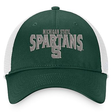 Men's Top of the World Green/White Michigan State Spartans Breakout Trucker Snapback Hat
