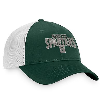 Men's Top of the World Green/White Michigan State Spartans Breakout Trucker Snapback Hat