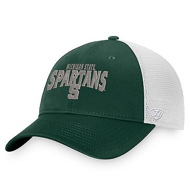 Men's Top of the World Green/White Michigan State Spartans Breakout Trucker Snapback Hat