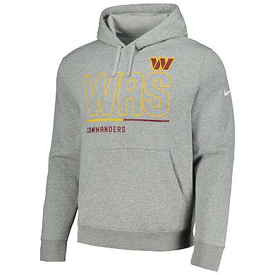 Men's Nike Heather Gray Washington Commanders City Code Club Fleece Pullover Hoodie