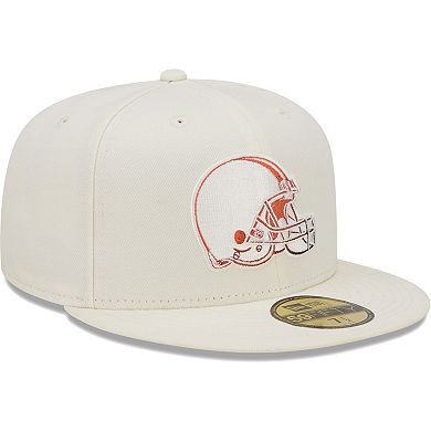 Men's New Era Cream Cleveland Browns Chrome Color Dim 59FIFTY Fitted Hat