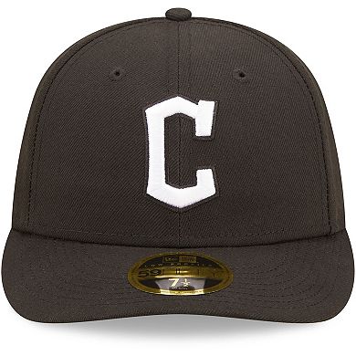 Men's New Era Cleveland Guardians Black & White Low Profile 59FIFTY Fitted Hat