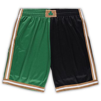 Men's Mitchell & Ness Kelly Green/Black Boston Celtics Big & Tall Hardwood Classics Split Swingman Shorts