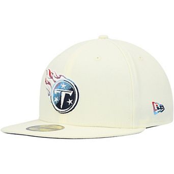 Men's New Era Cream Tennessee Titans Chrome Dim 59FIFTY Fitted Hat
