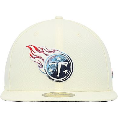 Men's New Era Cream Tennessee Titans Chrome Dim 59FIFTY Fitted Hat