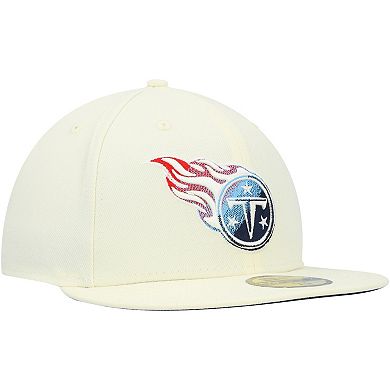 Men's New Era Cream Tennessee Titans Chrome Color Dim 59FIFTY Fitted Hat