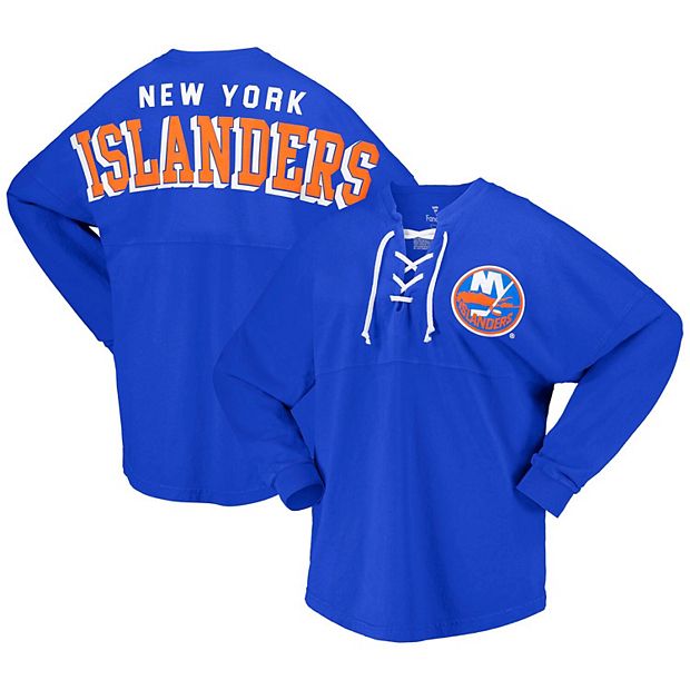 Women s Fanatics Branded Royal New York Islanders Spirit Lace Up V Neck Long Sleeve Jersey T