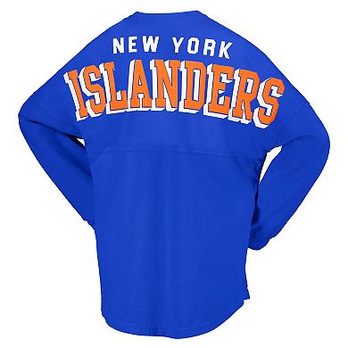 Women's Fanatics Branded Royal New York Islanders Spirit Lace-Up V-Neck Long Sleeve Jersey T-Shirt