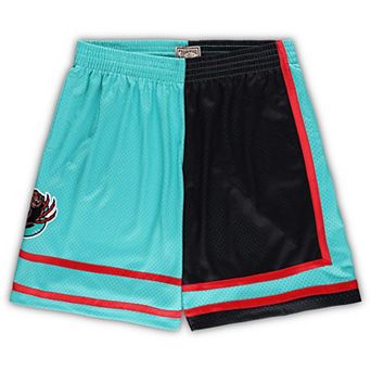 Men's Mitchell & Ness Black/Turquoise Memphis Grizzlies Big & Tall Hardwood Classics Split Swingman Shorts