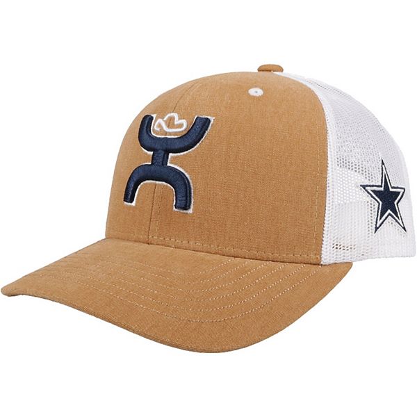 Men's Dallas Cowboys HOOey Tan/White Logo Flexfit Trucker Hat