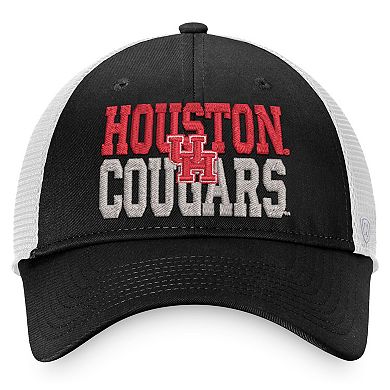 Men's Top of the World Black/White Houston Cougars Stockpile Trucker Snapback Hat