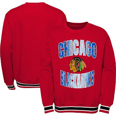 Youth Red Chicago Blackhawks Classic Blueliner Pullover Sweatshirt