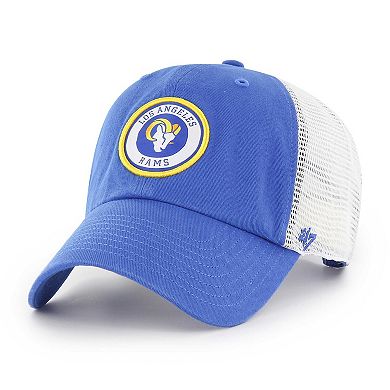 Men's '47 Royal/White Los Angeles Rams Highline Clean Up Trucker Snapback Hat