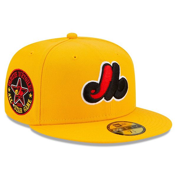 Men's New Era Gold Montreal Expos Red Under Visor 59FIFTY Fitted Hat