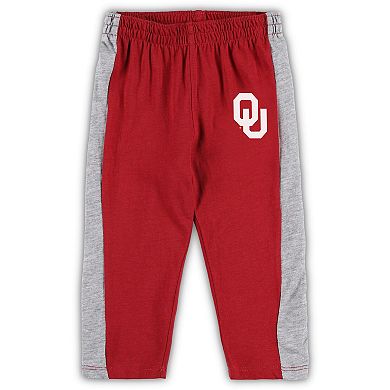 Infant Heather Gray/Crimson Oklahoma Sooners Little Kicker Long Sleeve Bodysuit and Sweatpants Set