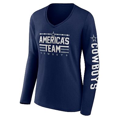 Women's Fanatics Branded Navy Dallas Cowboys Hometown Sweep Long Sleeve V-Neck T-Shirt