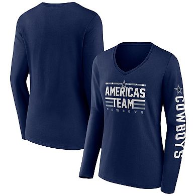 Women's Fanatics Branded Navy Dallas Cowboys Hometown Sweep Long Sleeve V-Neck T-Shirt