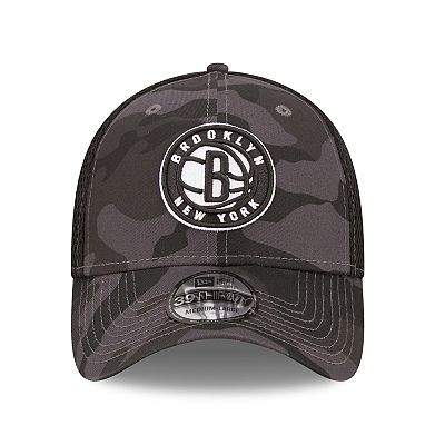 Men s New Era Charcoal Black Brooklyn Nets Camo 39THIRTY Flex Hat