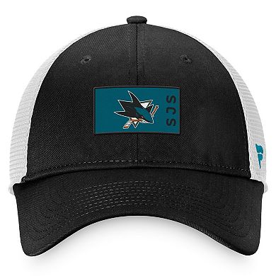 Men's Fanatics Branded Black/White San Jose Sharks Authentic Pro Rink Trucker Snapback Hat