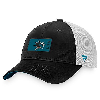 Men's Fanatics Branded Black/White San Jose Sharks Authentic Pro Rink Trucker Snapback Hat