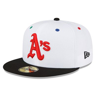Men's New Era White/Black Oakland Athletics 1973 World Series Primary Eye 59FIFTY Fitted Hat