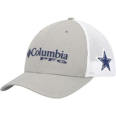 Men's Columbia Gray/White Dallas Cowboys PFG Ball Flex HatÂ 