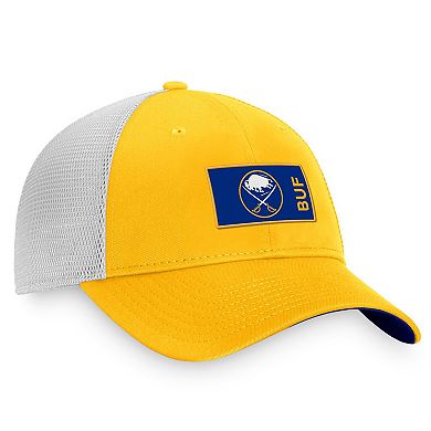 Men's Fanatics Branded Gold/White Buffalo Sabres Authentic Pro Rink Trucker Snapback Hat