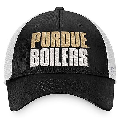 Men's Top of the World Black/White Purdue Boilermakers Stockpile Trucker Snapback Hat