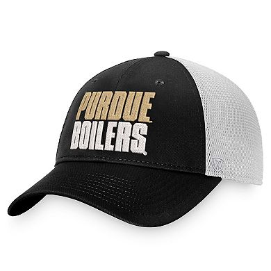 Men's Top of the World Black/White Purdue Boilermakers Stockpile Trucker Snapback Hat
