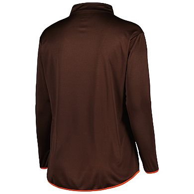 Women's Fanatics Branded Brown Cleveland Browns Plus Size Worth the Drive Quarter-Zip Top