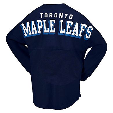Women's Fanatics Branded Navy Toronto Maple Leafs Spirit Lace-Up V-Neck Long Sleeve Jersey T-Shirt