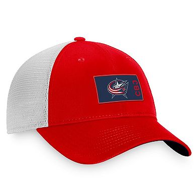 Men's Fanatics Branded Red/White Columbus Blue Jackets Authentic Pro Rink Trucker Snapback Hat