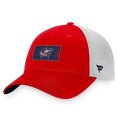 Men's Fanatics Branded Red/White Columbus Blue Jackets Authentic Pro Rink Trucker Snapback Hat