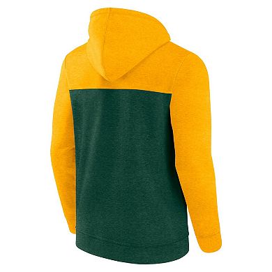 Men's Fanatics Branded Heather Green Green Bay Packers Down and Distance Full-Zip Hoodie