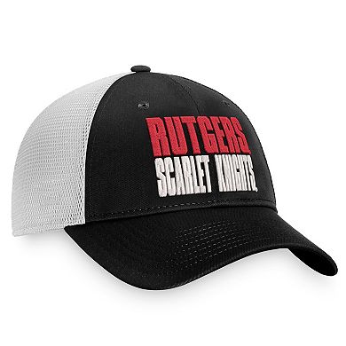 Men's Top of the World Black/White Rutgers Scarlet Knights Stockpile Trucker Snapback Hat