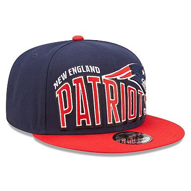 Men's New Era Navy/Red New England Patriots Wordmark Flow 9FIFTY Snapback Hat
