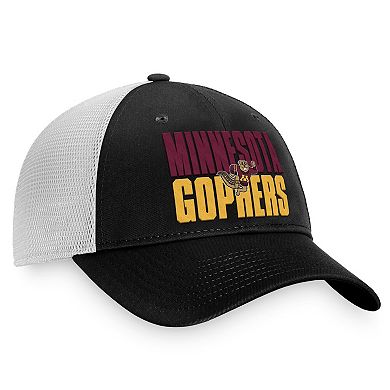 Men's Top of the World Black/White Minnesota Golden Gophers Stockpile Trucker Snapback Hat