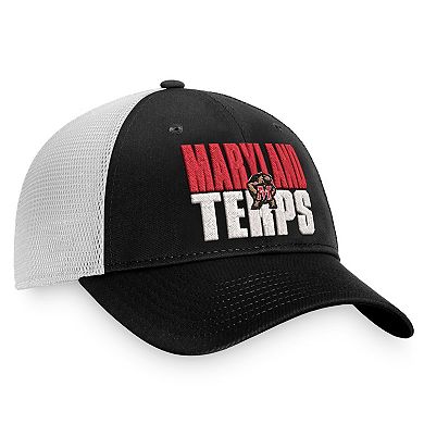 Men's Top of the World Black/White Maryland Terrapins Stockpile Trucker Snapback Hat