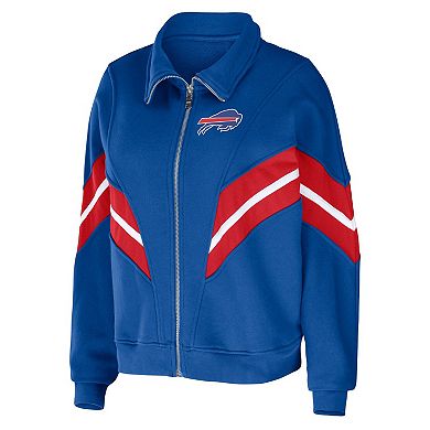 Women's WEAR by Erin Andrews Royal Buffalo Bills Plus Size Yarn Dye Stripe Full-Zip Jacket