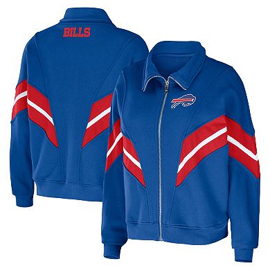 Women's WEAR by Erin Andrews Royal Buffalo Bills Plus Size Yarn Dye Stripe Full-Zip Jacket