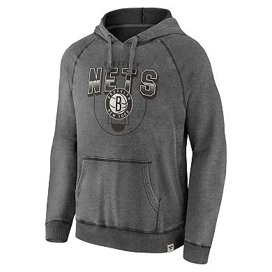 Men's Fanatics Branded Gray Brooklyn Nets Acquisition True Classics Vintage Snow Wash Pullover Hoodie