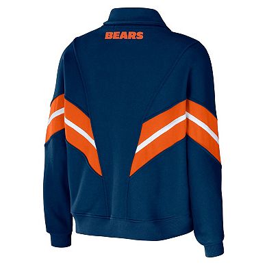 Women's WEAR by Erin Andrews Navy Chicago Bears Plus Size Yarn Dye Stripe Full-Zip Jacket