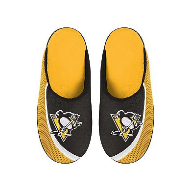 Men's FOCO Pittsburgh Penguins Big Logo Color Edge Slippers