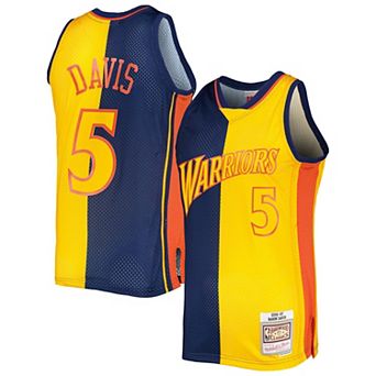 Men's Mitchell & Ness Baron Davis Navy/Gold Golden State Warriors Hardwood Classics 2006-07 Split Swingman Jersey