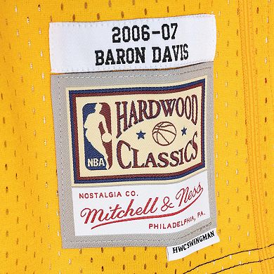 Men's Mitchell & Ness Baron Davis Navy/Gold Golden State Warriors Hardwood Classics 2006-07 Split Swingman Jersey