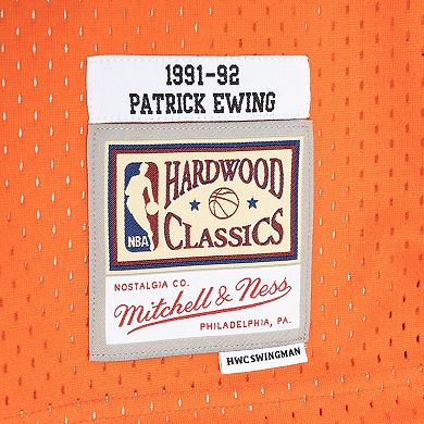 Men's Mitchell & Ness Patrick Ewing Blue/Orange New York Knicks Hardwood Classics 1991-92 Split Swingman Jersey