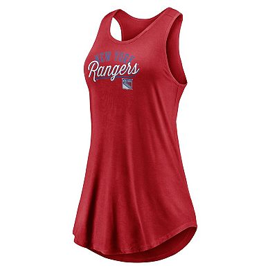 Women's Fanatics Branded Red New York Rangers Simplicity Swing Racerback Scoop Neck Tank Top