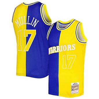 Men's Mitchell & Ness Chris Mullin Royal/Gold Golden State Warriors Hardwood Classics 1993-94 Split Swingman Jersey