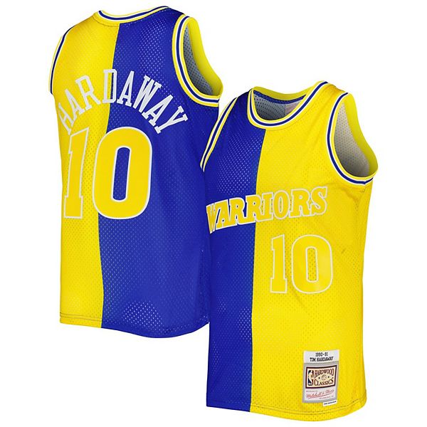 Men's Mitchell & Ness Tim Hardaway Cream Golden State Warriors Chainstitch Swingman Jersey Size: Extra Large